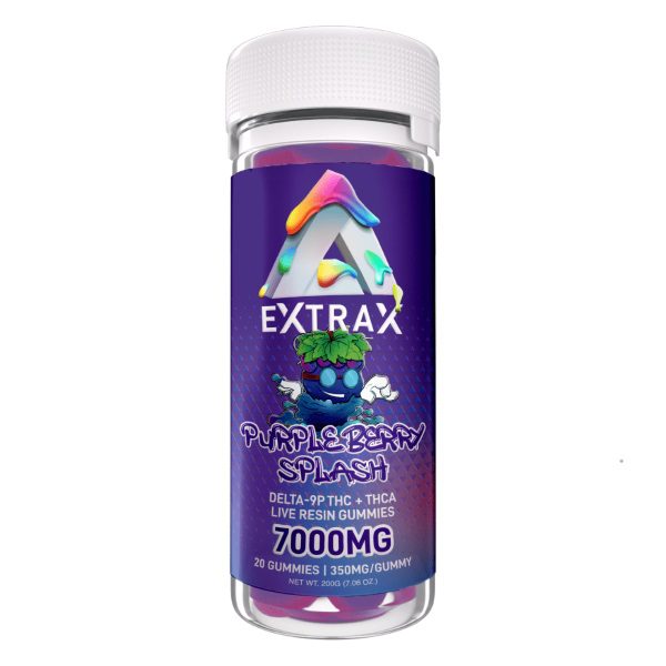 Delta Extrax Adios Gummies 7000mg - Purple Berry Splash Flavor