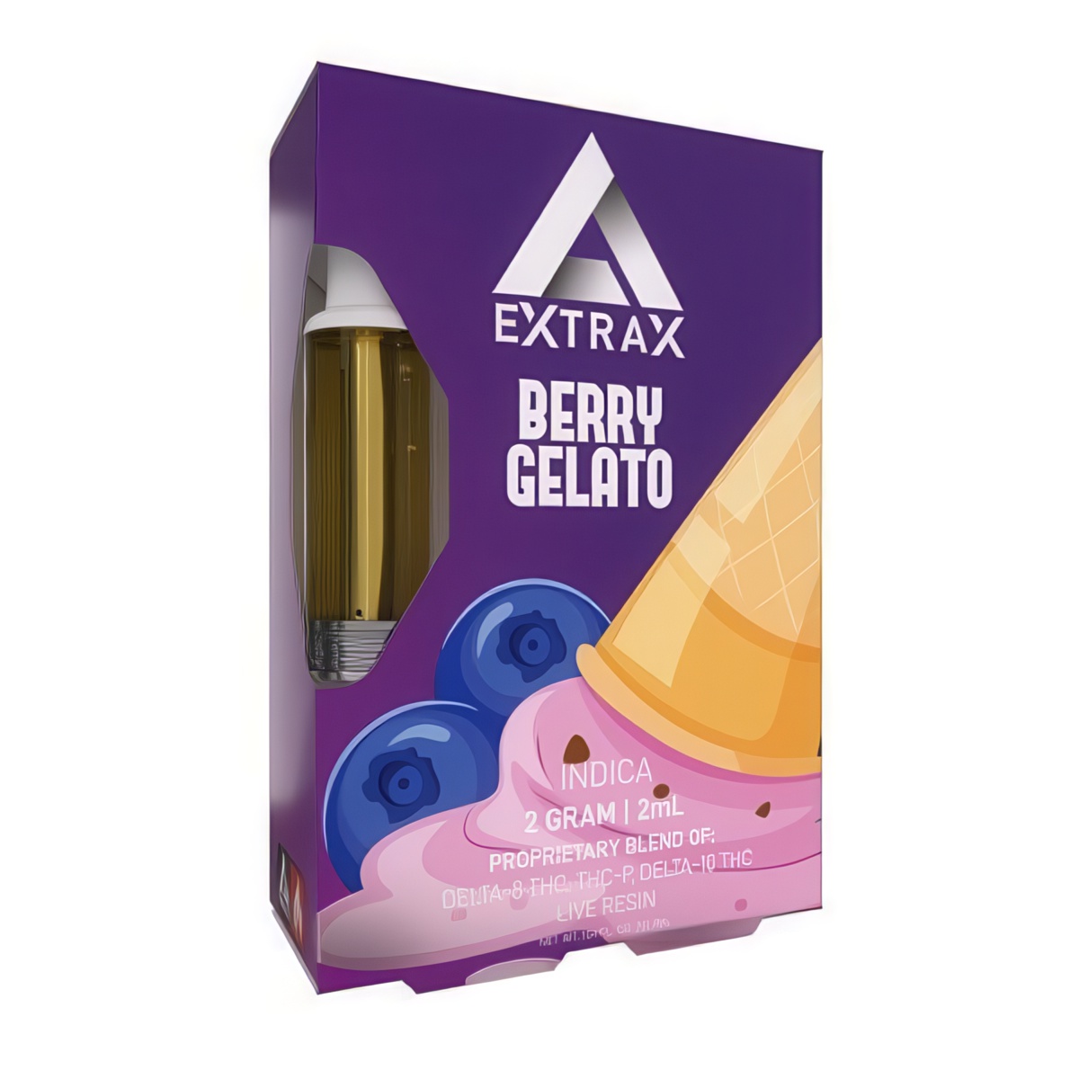 Delta Extrax Delta 8 + Delta 10 + THC-P Live Resin Cartridge 2G - Berry Gelato