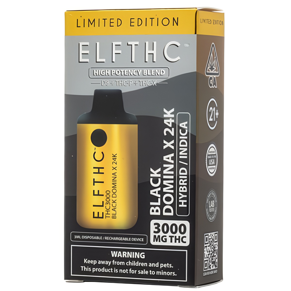 ELF THC High Potency Blend Disposable 3G - Black Domina X 24K (Hybrid/Indica)