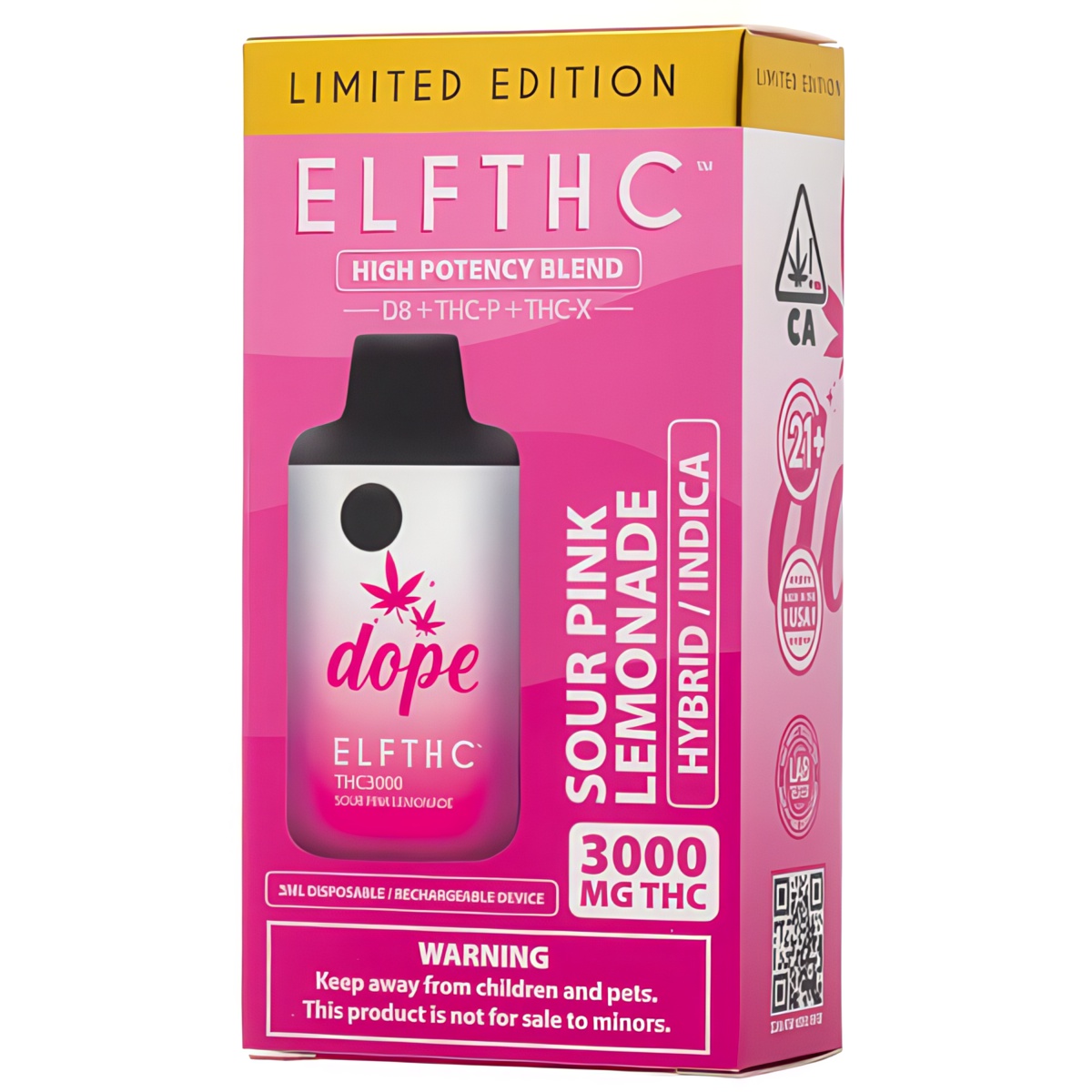 ELF THC High Potency Blend Disposable 3G - Sour Pink Lemonade (Hybrid/Indica)