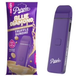 Purple Blue Diamond Disposable Vape Pen 6 Grams infused with THC-A and blue lotus - Truffle Sundae (Indica) Strain