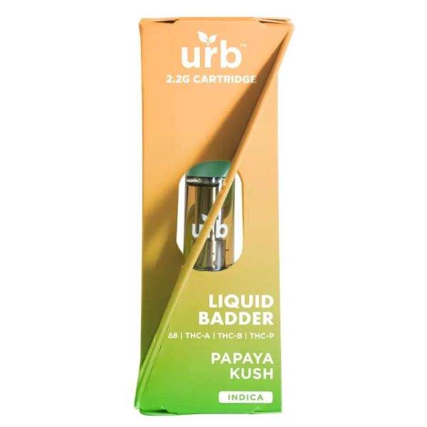 URB Liquid Badder Cartridge 2.2G infused with D8, THCA, THCB, & THCP - Papaya Kush (Indica)