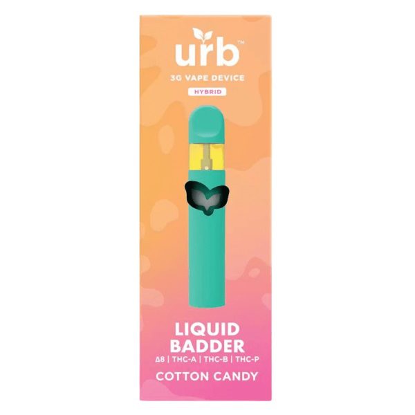 URB Liquid Badder Rechargeable Disposable Vape Pen 3G - Cotton Candy (Hybrid)