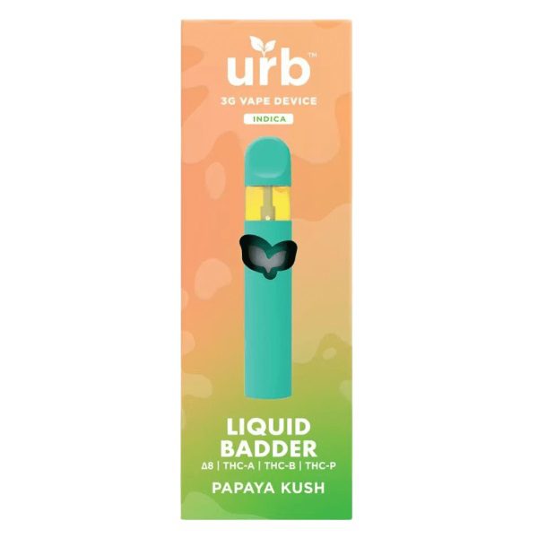 URB Liquid Badder Rechargeable Disposable Vape Pen 3G - Papaya Kush (Indica)