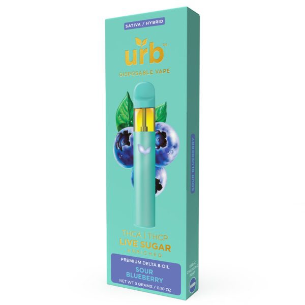 URB Live Sugar Rechargeable and Disposable Vape Pens 3G - Sour Blueberry (Sativa Hybrid)