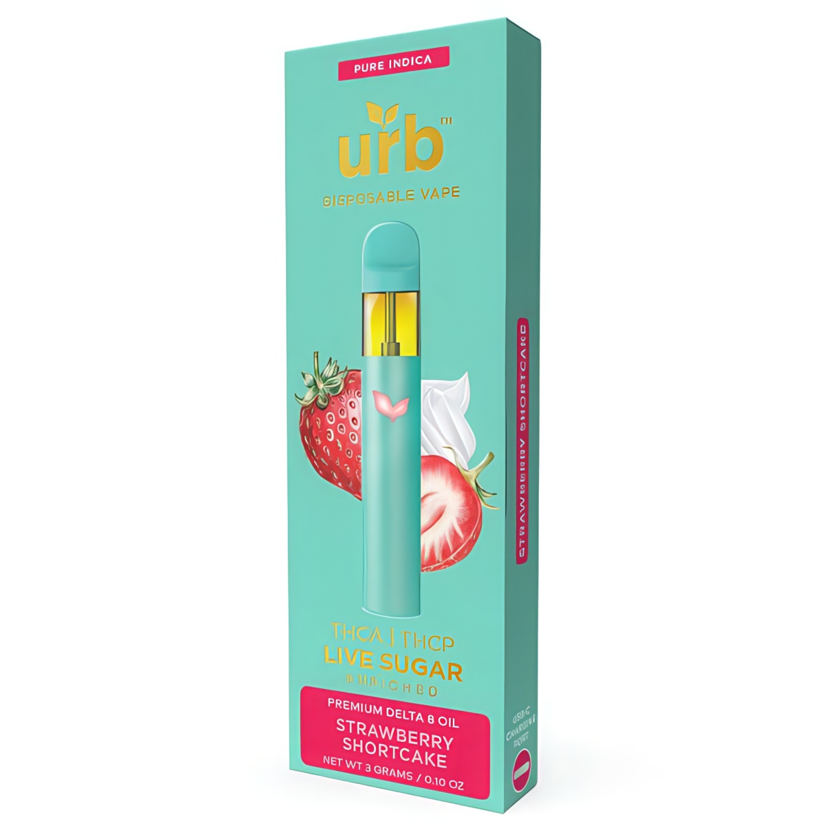 URB Live Sugar Rechargeable and Disposable Vape Pens 3G - Strawberry Shortcake (Indica)
