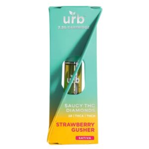 URB Saucy THC Diamonds Cartridge 2.2G - Strawberry Gusher (Sativa)