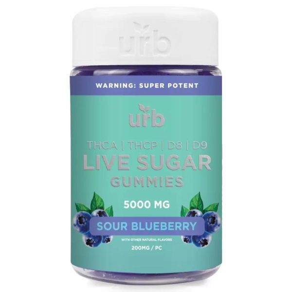 URB THC-A Live Sugar Gummies 5000mg - Sour Blueberry