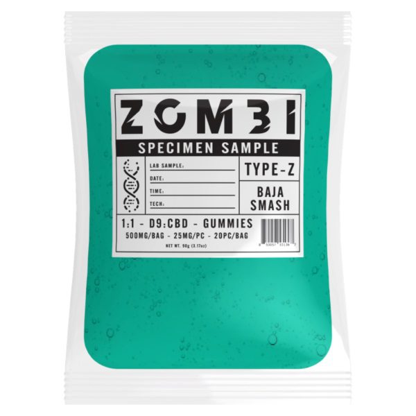 Zombi Delta 9 Gummies 500mg infused with D9, & CBD - Baja Smash flavor