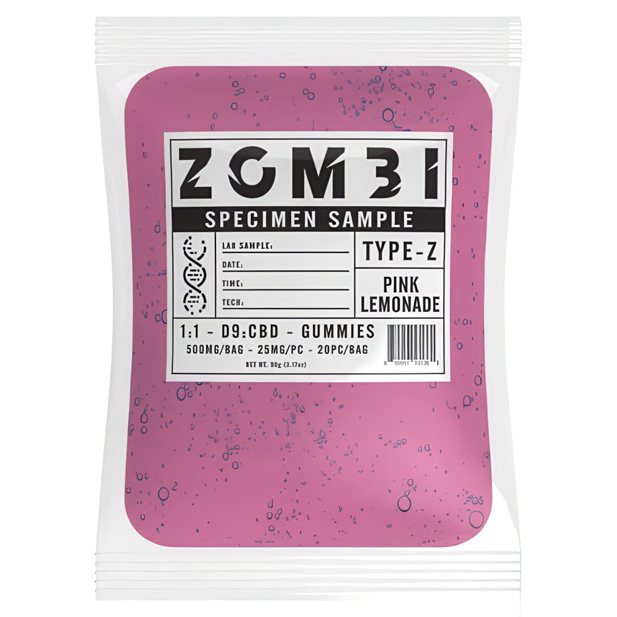 Zombi Delta 9 Gummies 500mg infused with D9, & CBD - Pink Lemonade flavor