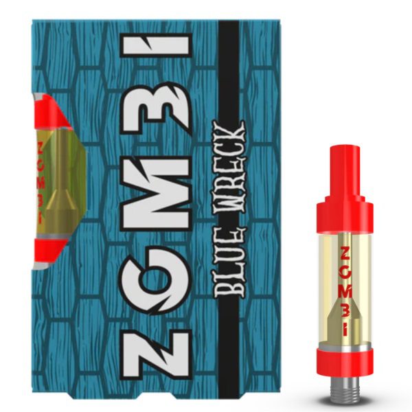 Zombi Live Badder 2G cartridge infused with live badder D8 - Blue Wreck (Indica) Strain