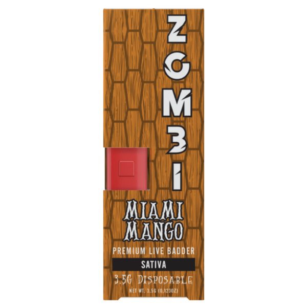 Zombi Live Badder 3.5G disposable pen infused with live badder D8 - Miami Mango (Sativa)