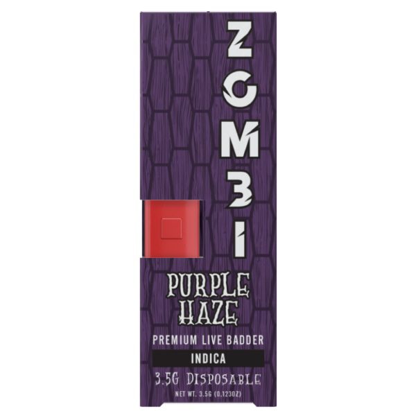 Zombi Live Badder 3.5G rechargeable disposable infused with live badder D8 - Purple Haze (Indica)