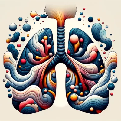 Abstract depiction of respiratory irritation from Delta 8 vape use, highlighting discomfort.