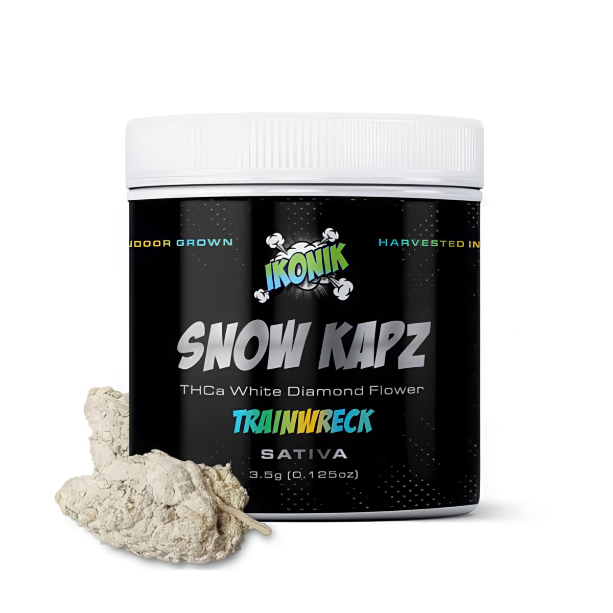IKONIK SnowKapz THCa White Diamond Flower 3.5g Jar Trainwreck