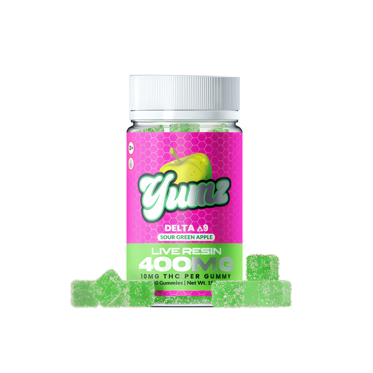Yumz Sour Green Apple 400mg Delta 9 THC Gummies