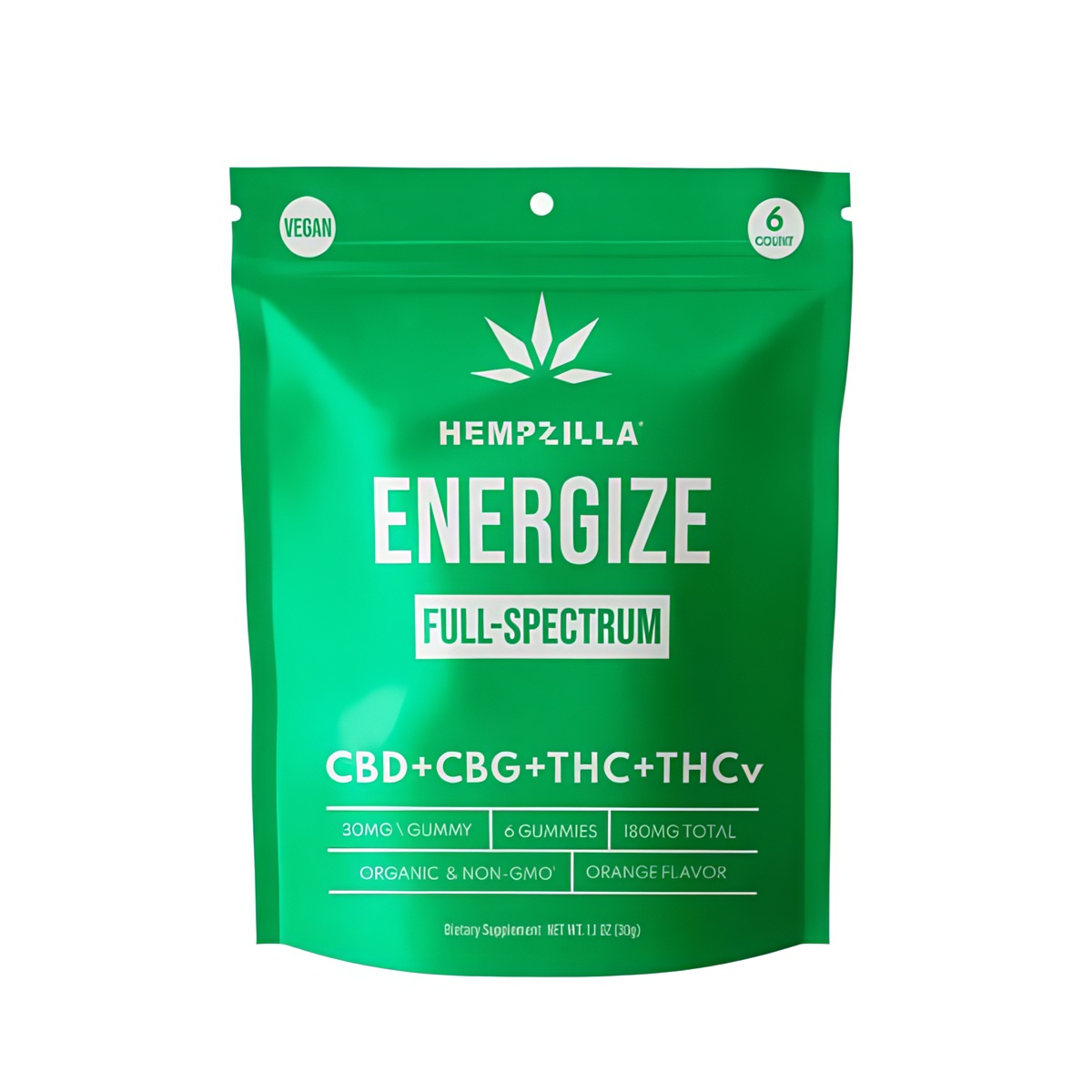Hempzilla CBD Full-Spectrum Vegan Gummies 6ct - Energize