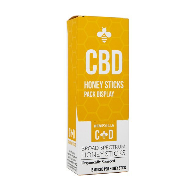 Hempzilla CBD Honey Sticks 30 pack - 30 HONEY STICKS | 15MG PER STICK | 450MG TOTAL