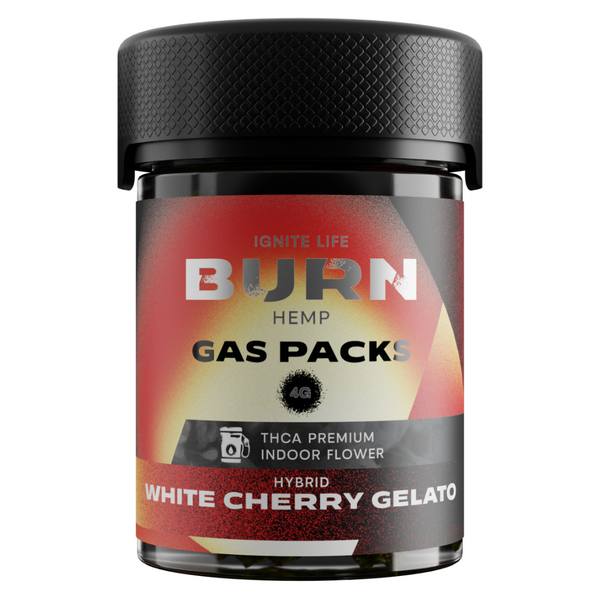 Burn Hemp THC-A Gas Packs Flower 4G Strain: White Cherry Gelato (Hybrid)