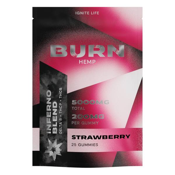 Burn Hemp Inferno Blend Gummies 5000mg: Strawberry