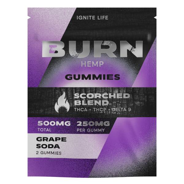 Burn Hemp Scorched Blend Gummies 500mg | 2ct Flavor: Grape Soda