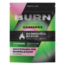 Burn Hemp Scorched Blend Gummies 500mg | 2ct Flavor: Watermelon Bubblegum