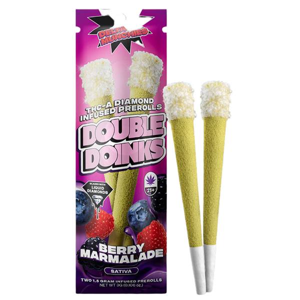 Delta Munchies Double Doinks THC-A Pre Rolls 3 Grams | 2pk: Berry Marmalade (Sativa)