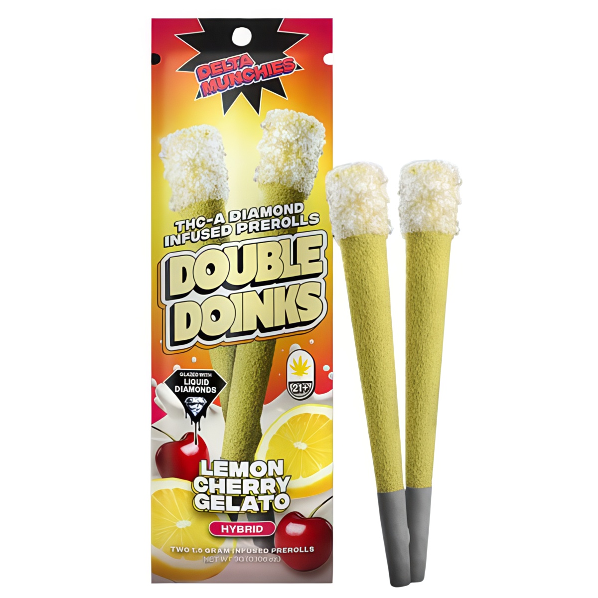 Delta Munchies Double Doinks THC-A Pre Rolls 3G | 2pk: Lemon Cherry Gelato (Hybrid)