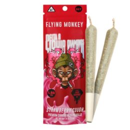 Flying Monkey Delta 8 Liquid Diamonds Prerolls 3G | 2pk: Strawberry Cough (Indica)