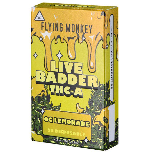 Flying Monkey Live Badder THC-A Disposable 2G: OG Lemonade