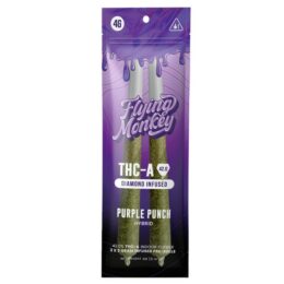 Flying Monkey THC-A Diamond Infused Pre Rolls 4G | 2ct: Purple Punch (Hybrid)