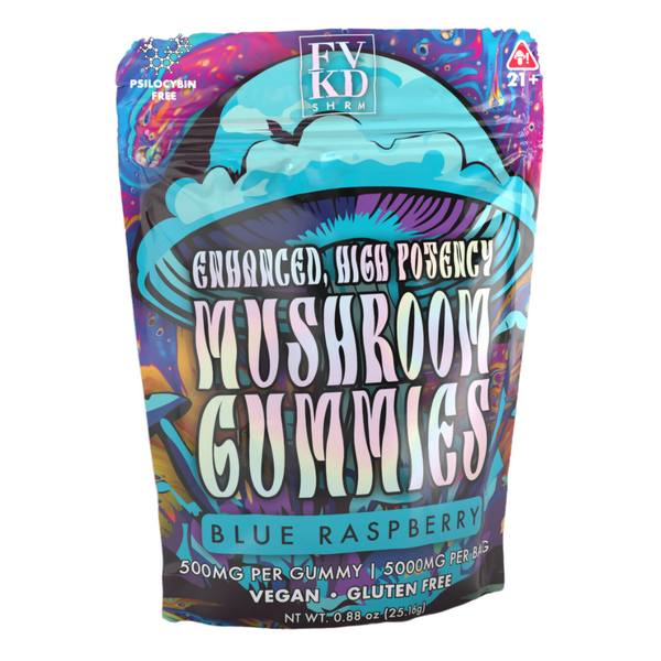 FVKD High Potency Mushroom Gummies 5000mg: Blue Raspberry