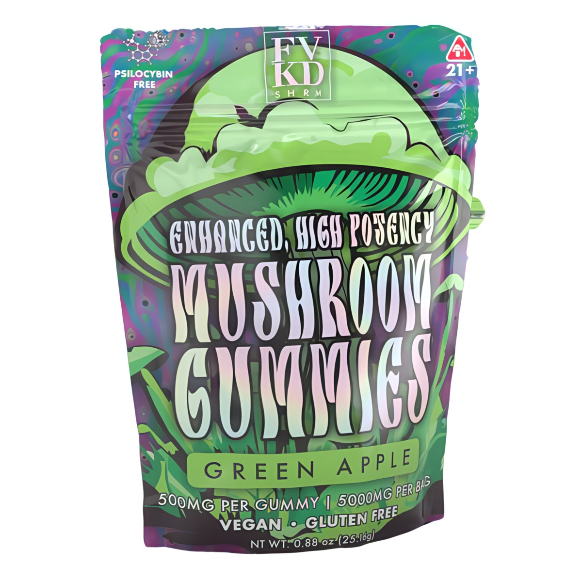 FVKD High Potency Mushroom Gummies 5000mg: Green Apple
