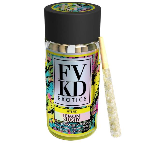 FVKD Liquid Diamond Pre Rolls 7.5G | 5ct: Lemon Slushy (Hybrid)