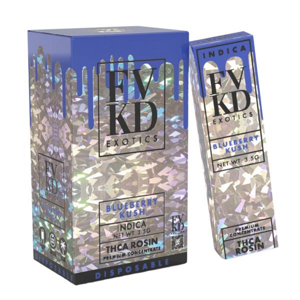 FVKD THC-A Rosin Disposable 3.5G: Blueberry Kush (Indica)