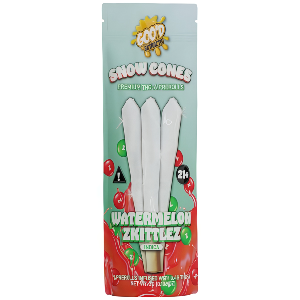 Goo'd Extracts THC-A Snow Cones 3G | 3ct: Watermelon Zkittlez (Indica)