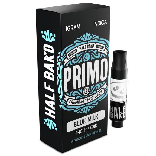 Half Bak'd Primo Cartridge 1G: Blue Milk (Indica)