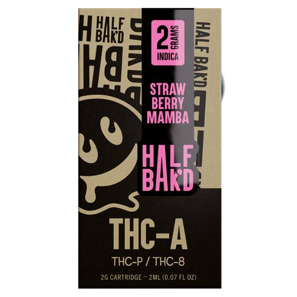 Half Bak'd THC-A Cartridge 2G: Strawberry Mamba (Indica)