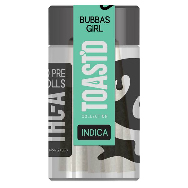 Half Bak'd Toast'd THC-A Prerolls 3.5G | 7ct: Bubbas Girl (Indica)