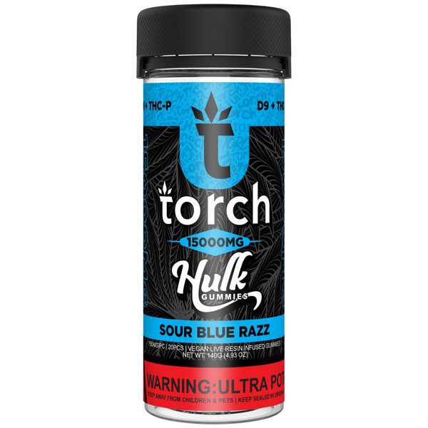 Torch Hulk Gummies 15000mg flavor: Sour Blue Razz