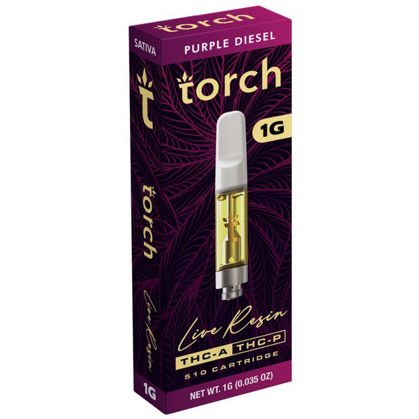 Torch Live Resin Cartridge 1G Strain: Purple Diesel (Sativa)