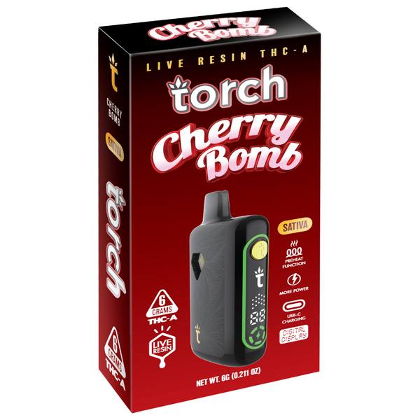 Torch Live Resin THC-A Disposable 6G Strain: Cherry Bomb (Sativa)