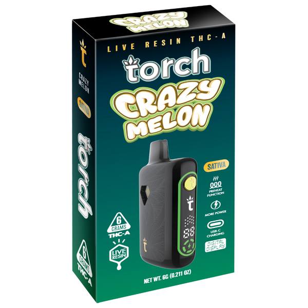 Torch Live Resin THC-A Disposable 6G Strain: Crazy Melon (Sativa)