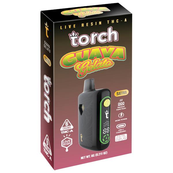 Torch Live Resin THC-A Disposable 6G Strain: Guava Gelato (Sativa)