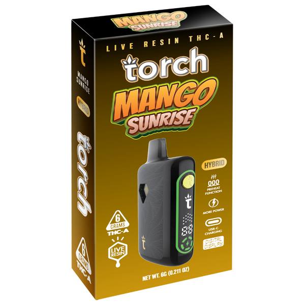 Torch Live Resin THC-A Disposable 6G Strain: Mango Sunrise (Hybrid)