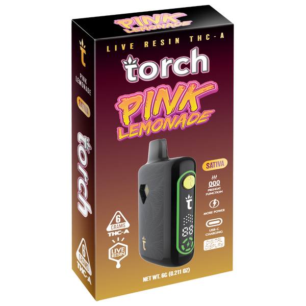 Torch Live Resin THC-A Disposable 6G Strain: Pink Lemonade (Sativa)