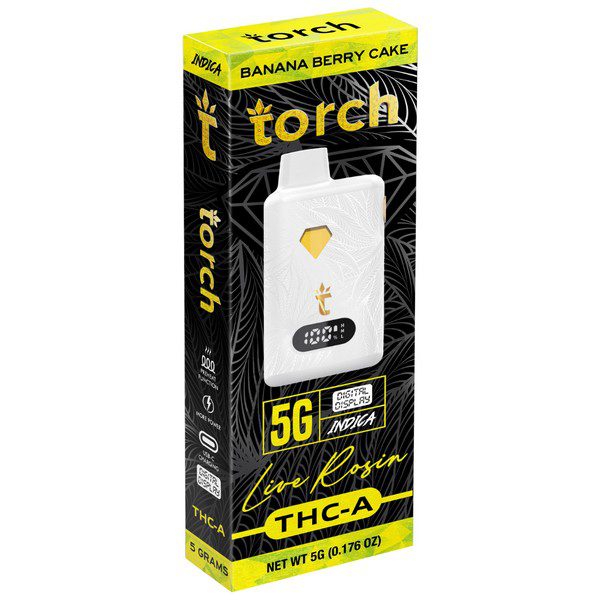 Torch Live Rosin THC-A Disposable 5 Grams strain: Banana Berry Cake (Indica)