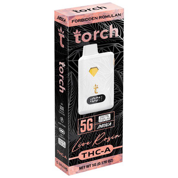 Torch Live Rosin THC-A Disposable 5G strain: Forbidden Romulan (Indica)