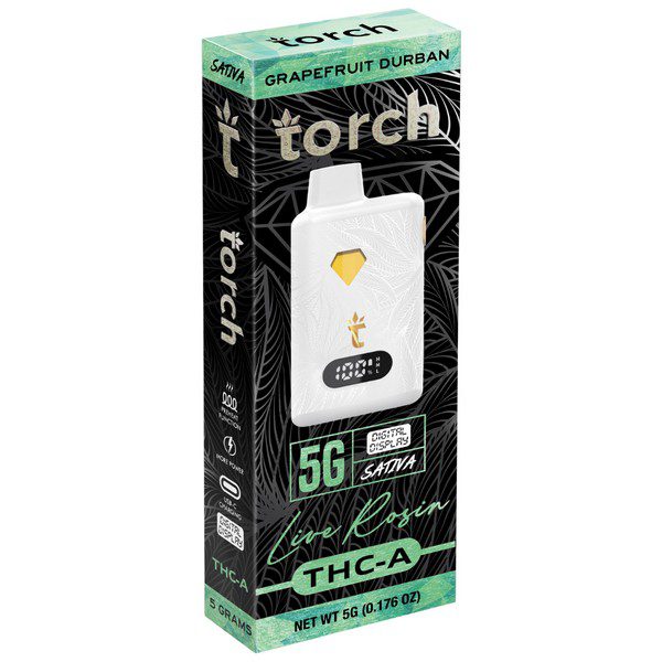 Torch Live Rosin THC-A Disposable 5G strain: Grapefruit Durban (Sativa)