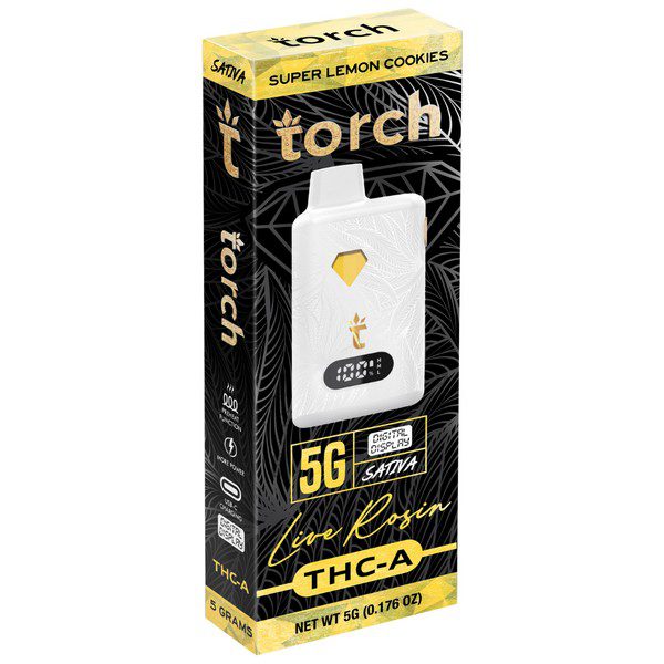 Torch Live Rosin THC-A Disposable 5G strain: Super Lemon Cookies (Sativa)